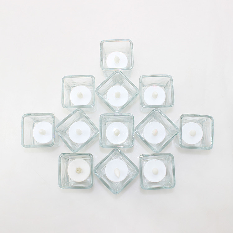 Square Short Crystal Transparent Glass Candle Holder Jars for Home Decoration