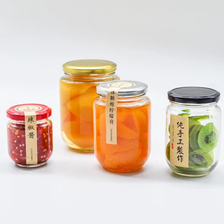 1L 1.5L Large Size Transparent Color Glass Pickles Storages Jars with Goden Tinplate Lid