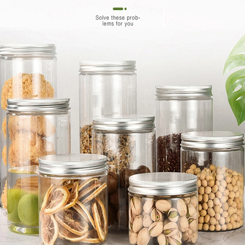 Clear Empty Jar Food Grade Air Tight Plastic Storage Containers with Lids