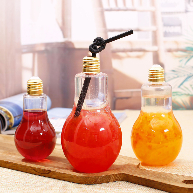 New Bulb Design Glass Juice Bottles with Metal Lids