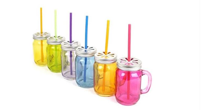 120ml 480ml 600ml Glass Mason Jars with Handle for Drinking Beverage Storage