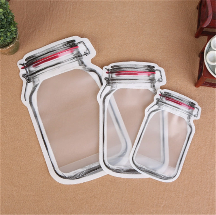 Popular Standup Custom Mason Jar Bag Zipper Plastic Mason Storage Jar Bag