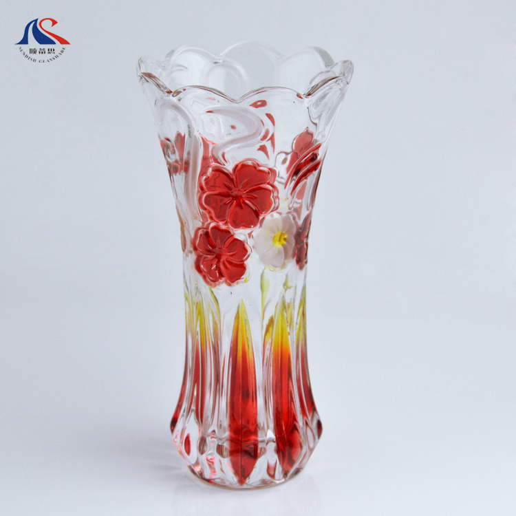 Stock Color Glass Decoration Transparent Colored Glass Vase