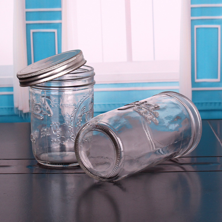 Wide Mouth Glass Mason Jar/Glass Jar with Metal Lid