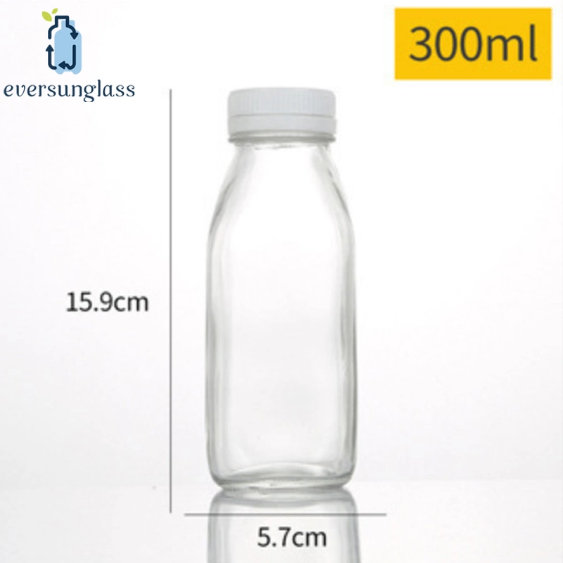 300ml Yogurt Glass Bottle Pudding Glass Bottle Square Glass Bottle