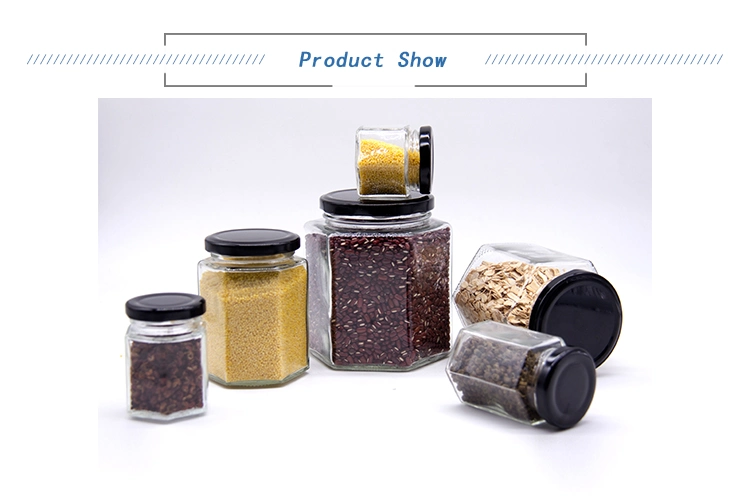 Food Packaging Roud Shape Glass Jars with Black Lids for Jam