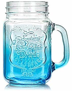 Wholesale Glass Mason Jar 16oz Colored Glass Mason Jar with Handle