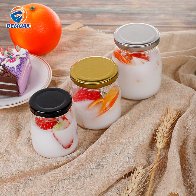 Pudding Bottle Jelly Yogurt Glass Bottle with Tinplate Lid