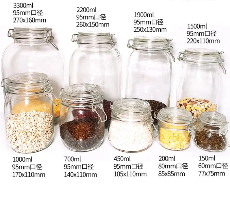 Airtight Glass Jar with Clip Top Lid for Storing Jam