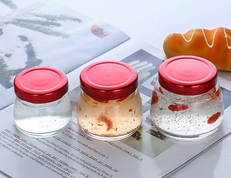 Bird's Nest Jar Pudding Bottle Milk Yogurt Bottle Glass Jars with Metal Lid