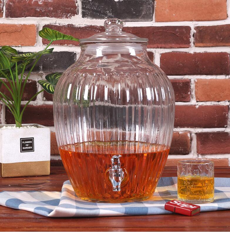 Elegant Glass Beverage Dispenser with Glass Lid