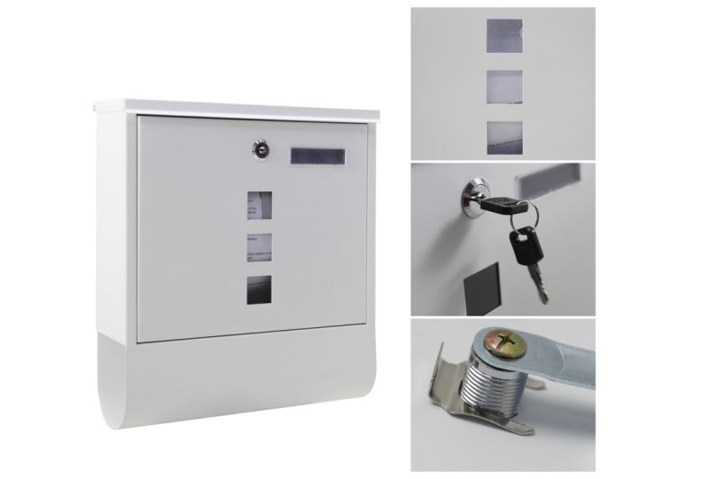 Wall Mount Mailbox Open White Solar Locking Mailbox