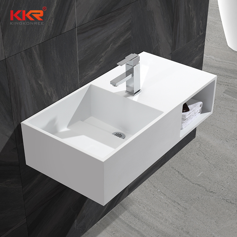 Bathroom Solid Surface Rectangle Top Wall-Mounted Cabinet Sink