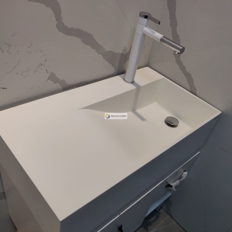 Rectangular Wall Mounted Acrylic Solid Surface Basin for Bathroom