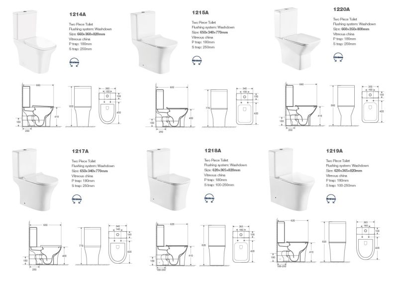 080A Close Coupled Toilet, Water Closet, Two Piece Toilet