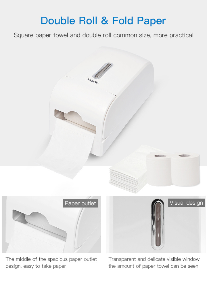 Special Design Wall Mounted Hand Paper & Dual Toilet Paper Dispenser for Toilet Hotel