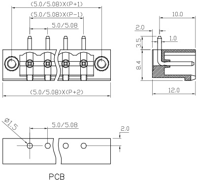 Pluggable Terminal Block Connectors Right Angle with Mounting Holes