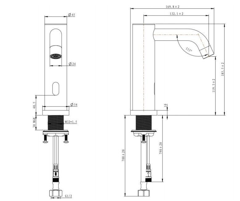 Popular Automatic Stainless Steel Touchless Sensor Bathroom Faucet