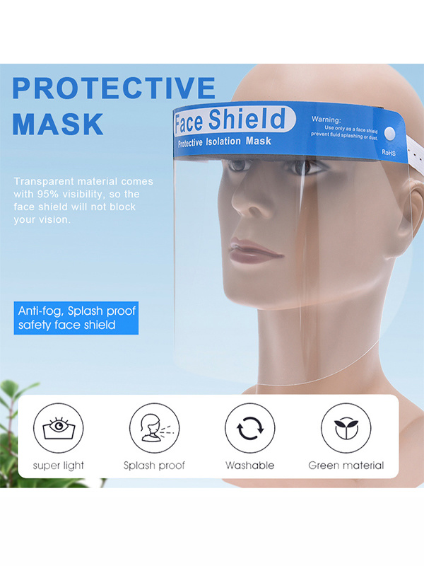 Transparent Grade Ce/FDA Disposable Fog Face Splash Protective Full Guard Safety Face Visor Shield