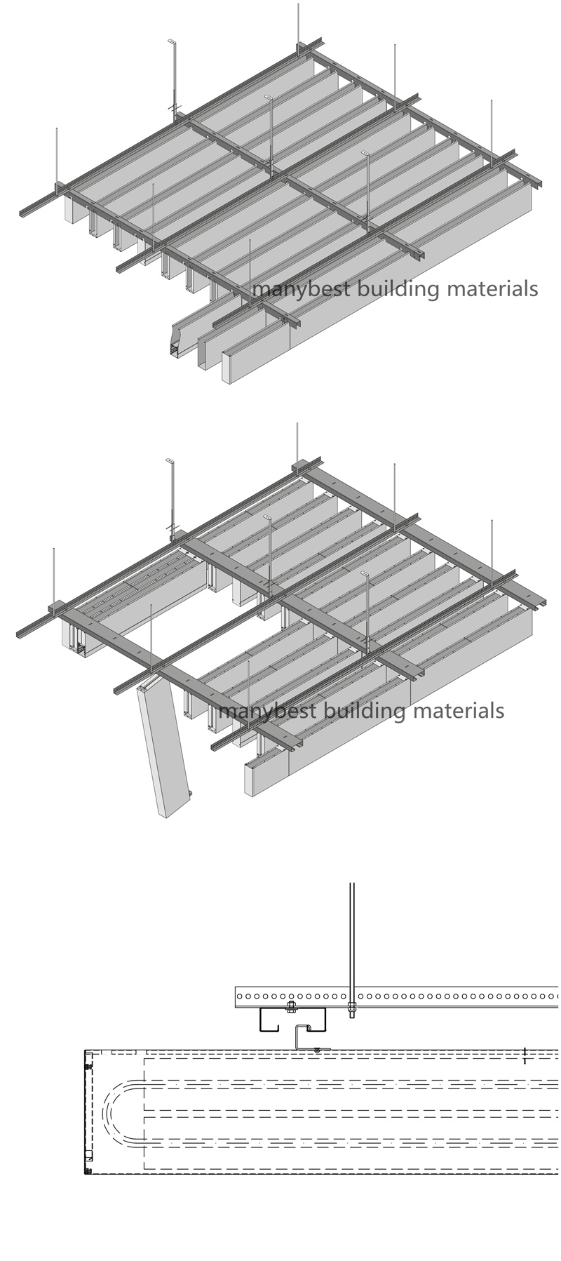 Modern Creative Suspended Aluminum Baffle Ceiling