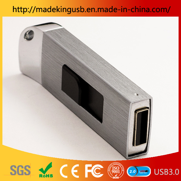 Aluminum Alloy Brushed Metal Push-Pull USB3.0 High-Speed Custom USB Flash Drive