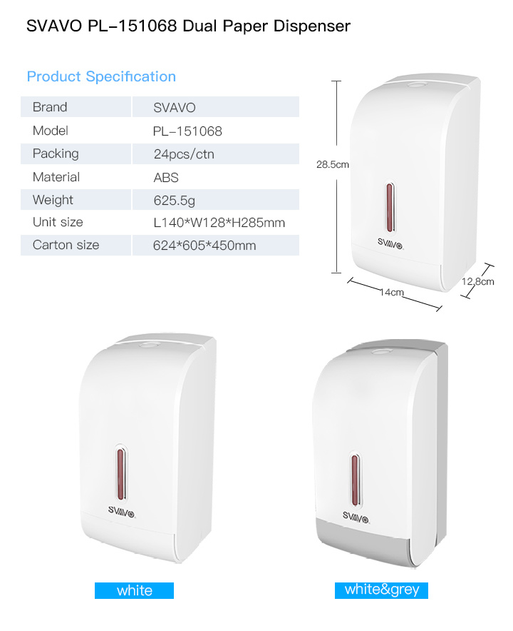 Special Design Wall Mounted Hand Paper & Dual Toilet Paper Dispenser for Toilet Hotel