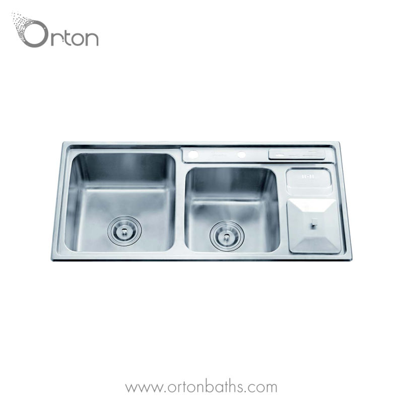 Kitchen Sink - Double Bowl 860 X 440 - Brushed Nickel