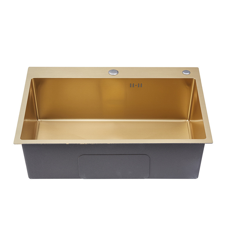 Brushed Gold Above Counter Double Bowl 304 Stainless Steel Kitchen Sink