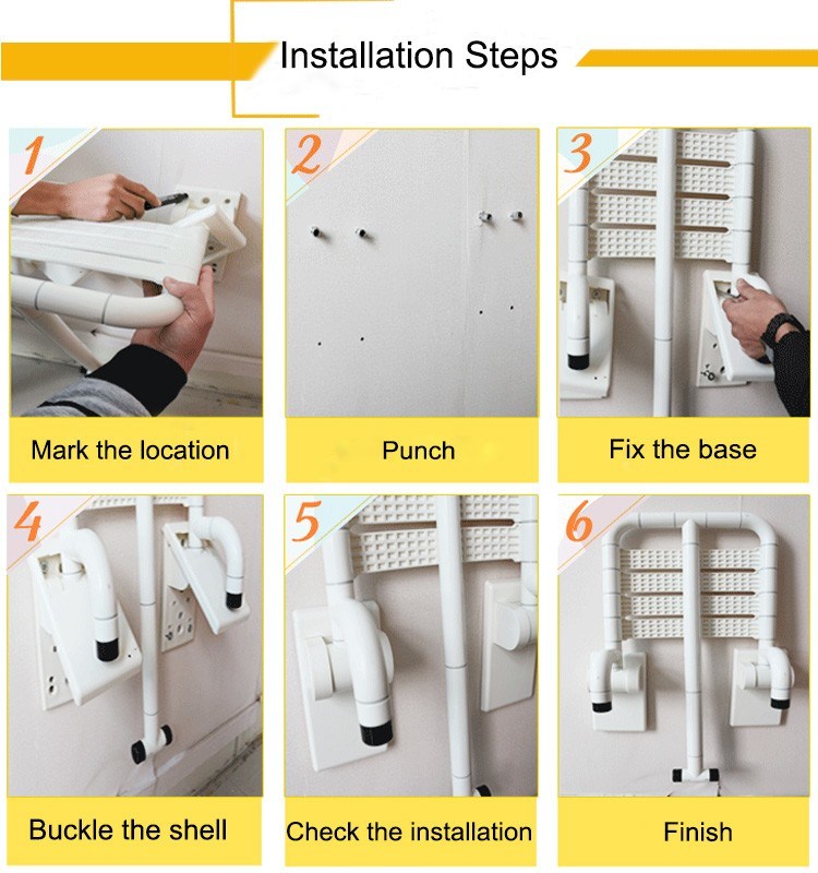 Home Care Wall Mounted Safety Bath Seat with Back