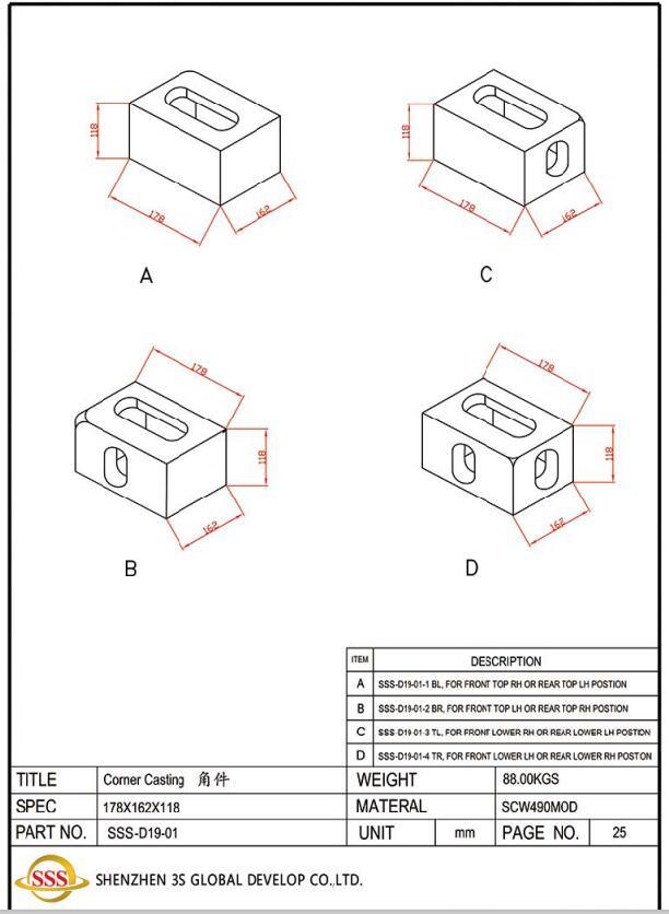 48FT Shipping Container Corner Fitting From Stock Marine Parts