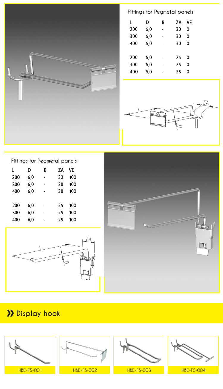 Clothes Shop Pegboard Hook Shop Fitting Hanging Display Hooks