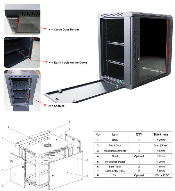 D450mm Network Cabinet for Wall Mounted with Rear Door Cannot Open