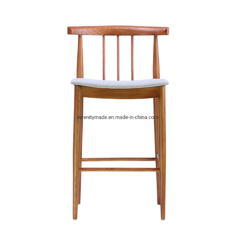 Retro Cafe Wooden Bar High Stool Chair with Back