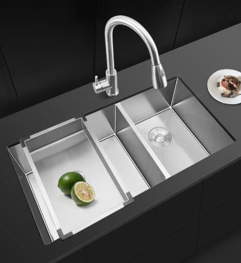 Sink Manufacturer 304 Stainless Steel Sink Kitchen Dish Basin Thickened Handmade Sink with Faucet