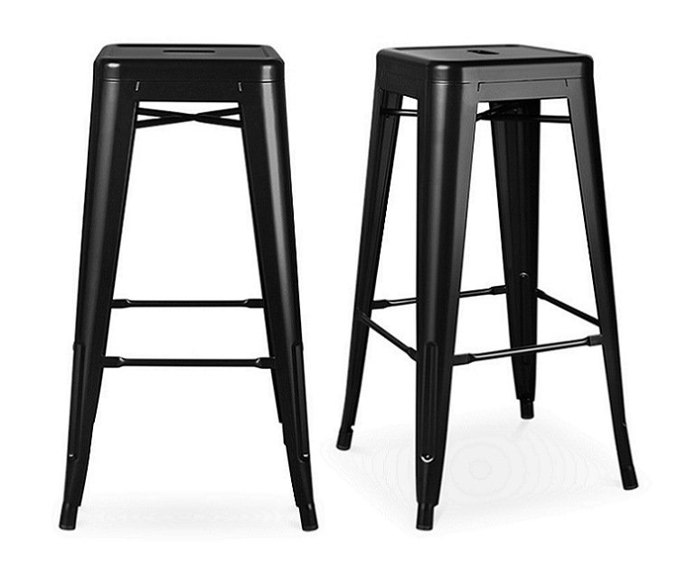 Tolixs Low Back Bar Stool - Metal Industrial -Black