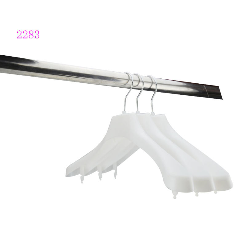 White Plastic Men Suit Clothes Hangers with Pants Bar