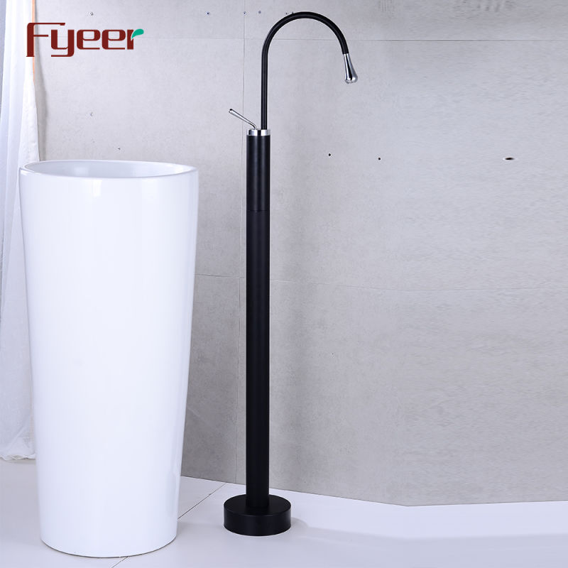 Fyeer Floor Mounted Basin Faucet in Black