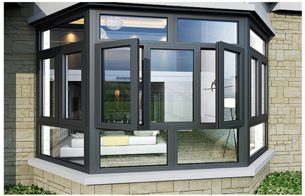 Aluminium Alloy Casement Corner Window with Fly Screen for House