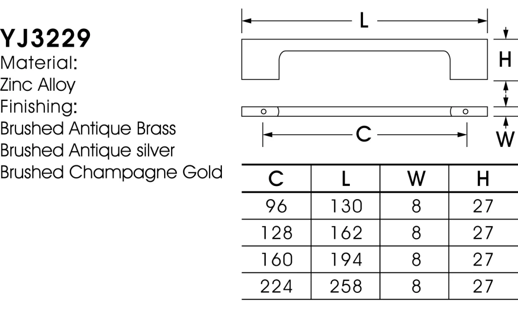 Zinc Alloy T Bar Brushed Anqitue Brass Handle