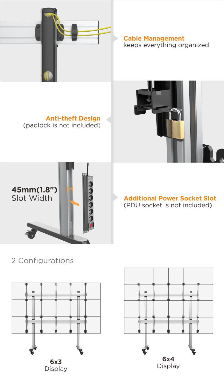 LED Video Wall Cart Floor Stand Video Wall Mount