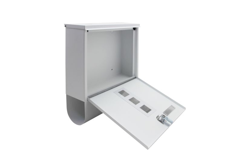 Wall Mount Mailbox Open White Solar Locking Mailbox