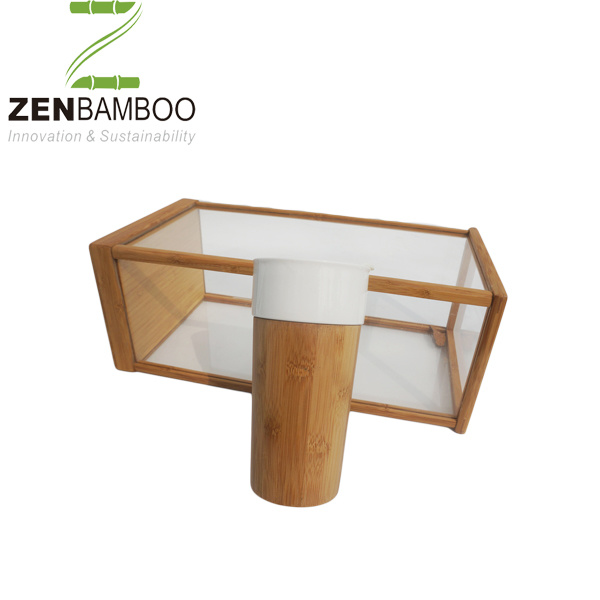 Eco-Friendly Ceramic White Inner with Bamboo Outside Bamboo Mug for Drinking