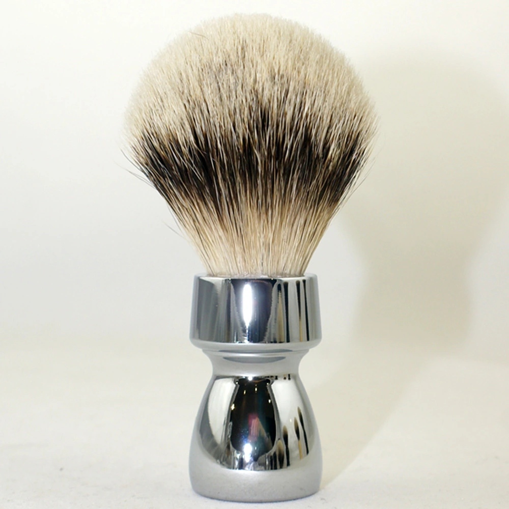 Yaqi Shiny Chrome Color Metal Handle with Badger Hair Shaving Brush