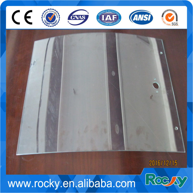4mm 6mm Clear Tempered Curved Glass for Freezer Door