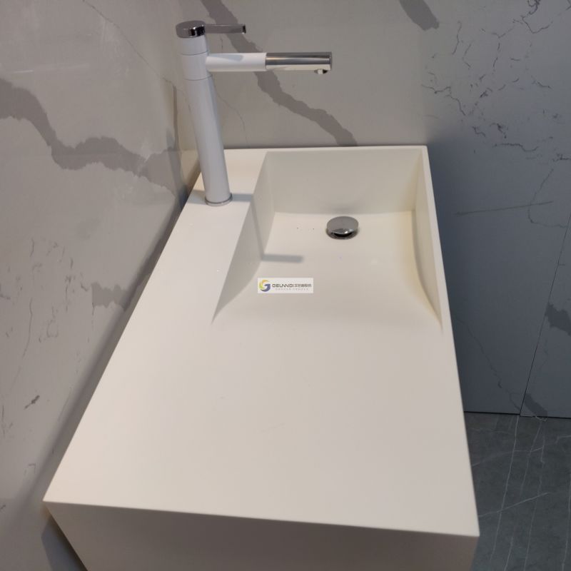 Rectangular Wall Mounted Acrylic Solid Surface Basin for Bathroom
