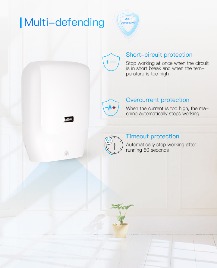 Automatic Wall Mounted Hand Dryer with Ce for Hotel Restroom Toilet