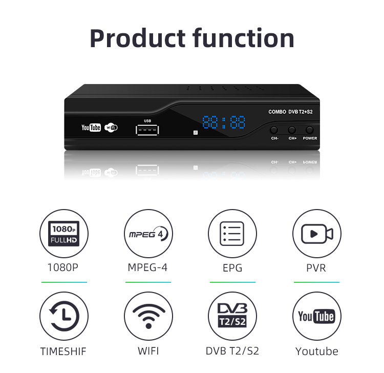 Jn Combo Full HD 1080P Receiver DVB-S2 DVB-T2 Combo S2+T2 HD DVB T2 Tuners