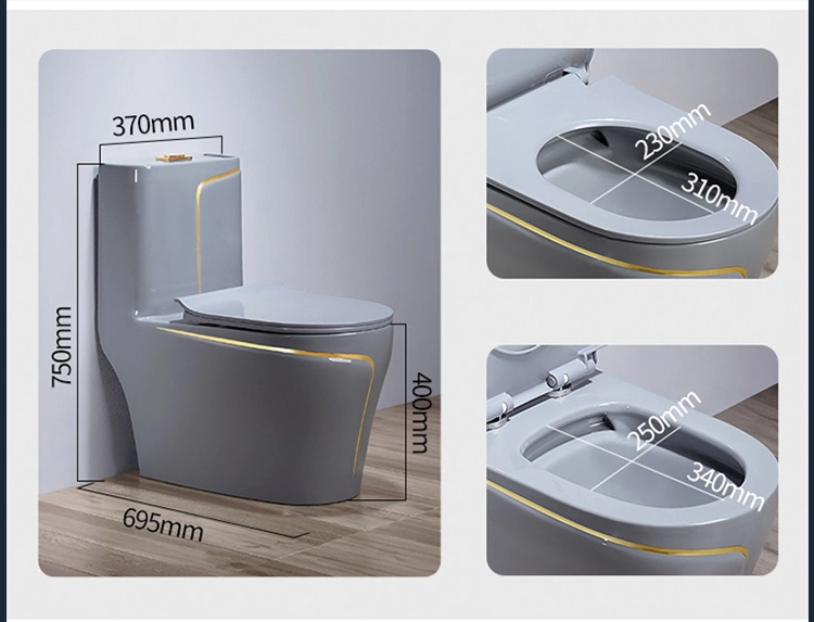 Sanitaryware Bathroom Ceramic Washdown Toilets One Piece Wc P Trap S Trap Grey Color Toilet Bowl