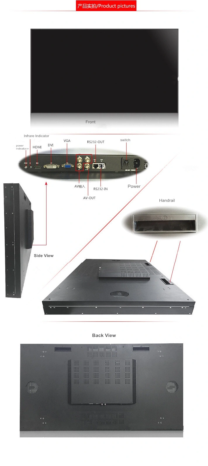 Cabinet Wall-Mounted Built-in Video Wall Controller 55inch 1080P Seamless LCD Video Wall