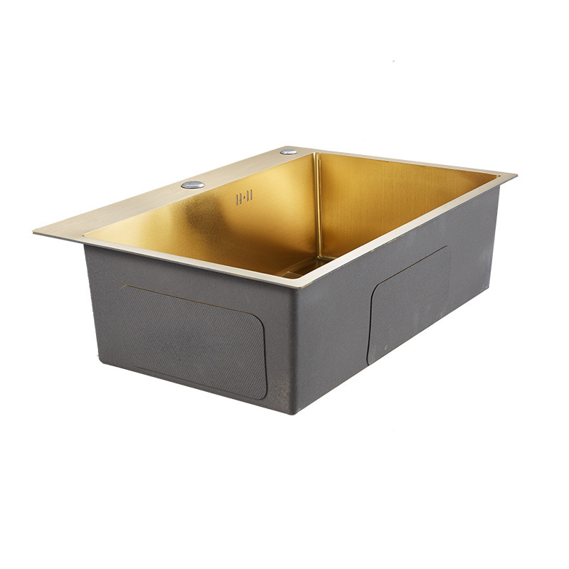 Brushed Gold Above Counter Double Bowl 304 Stainless Steel Kitchen Sink